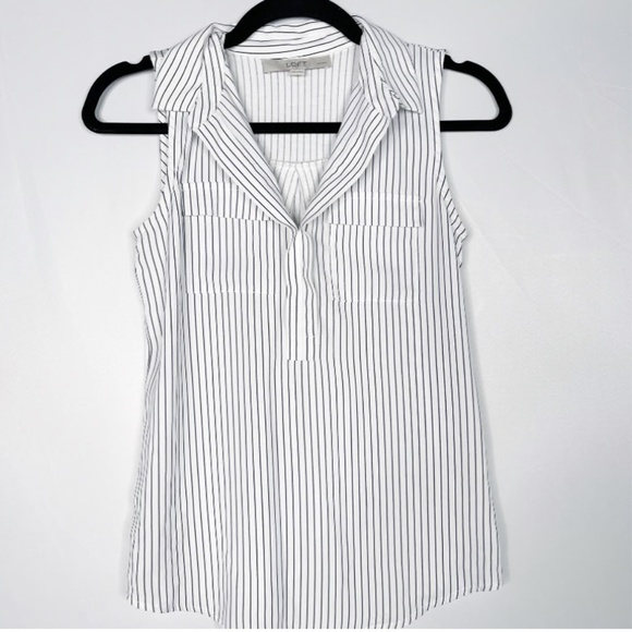 Striped Button Front Sleeveless Blouse - Picture 1 of 4